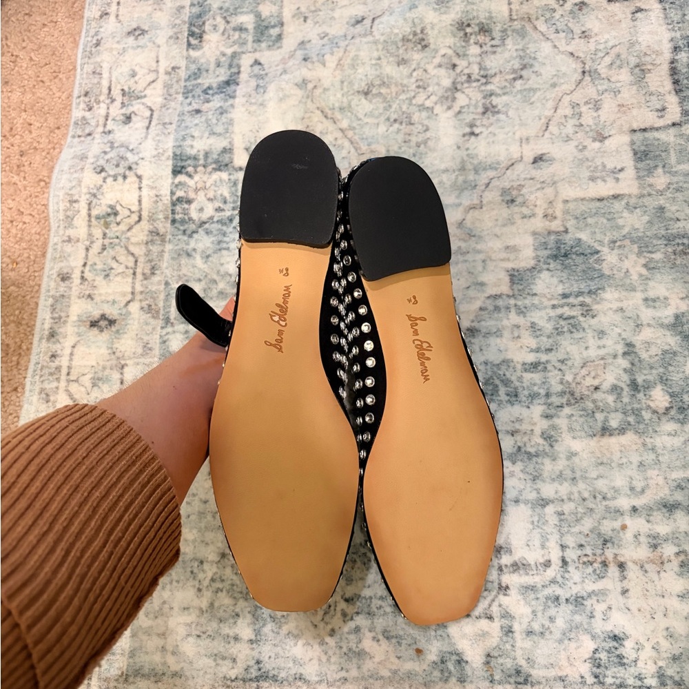 Black and Silver Studded Mary Jane Flats - Picture 6 of 9